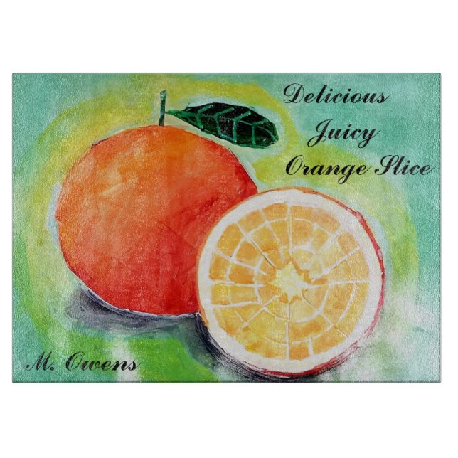 Planche À Découper Délicieux orange juteux tranché (Devant)