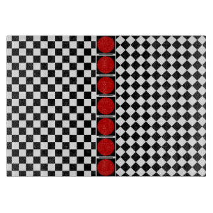 Planche À Découper Demi de bande blanche noire élégante de rouge de