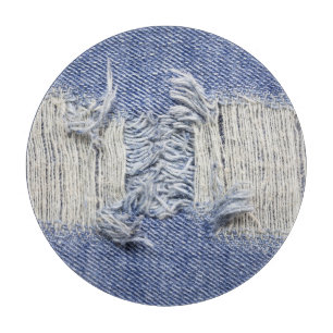 Planche À Découper Dénim bleu déchiré : texture de jeans.
