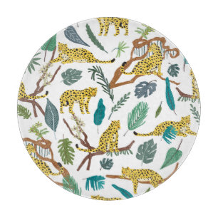 Planche À Découper Des léopards dans la jungle, motif dessiné à la ma