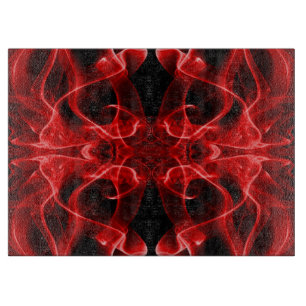 Planche À Découper Des panaches de fumée rouge sur le noir