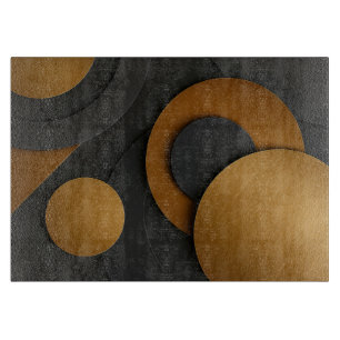 Planche À Découper Design abstrait géométrique noir et or de luxe