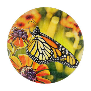 Planche À Découper Design de fleur de papillon de monarque délicat