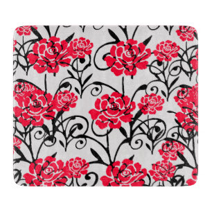 Planche À Découper Design Motif d'illustrations de rose rouge