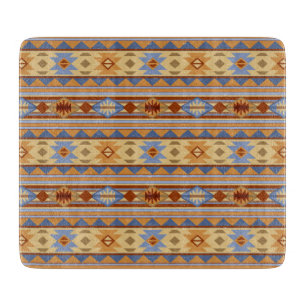 Planche À Découper Design Motif Sud-Ouest Rouille Gris Or