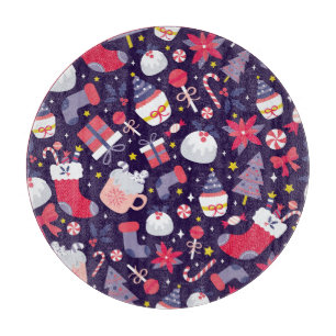 Planche À Découper desserts de Noël, motif étoilé vintage.