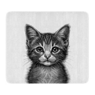 Planche À Découper Dessin adorable de verre de jeune chat