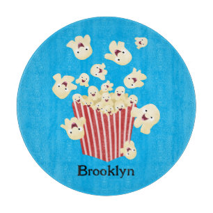 Planche À Découper Dessin animé de pop-corn sautant drôle mignon
