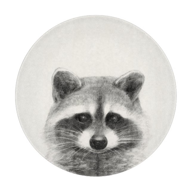 Planche À Découper Dessin au crayon de Raccoon (Devant)