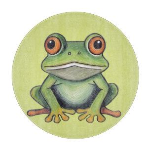 Planche À Découper Dessin de grenouille au crayon de couleur
