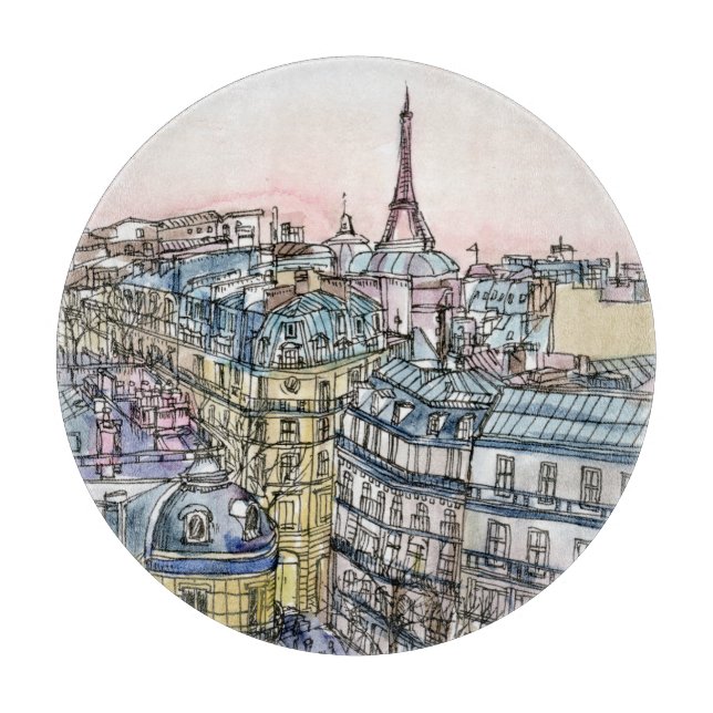 Planche À Découper Destinations | Aquarelle Tour Eiffel & Paris (Devant)