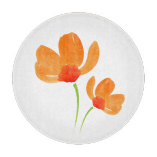 Planche À Découper Deux Poppies Orange Aquarelle Coupe