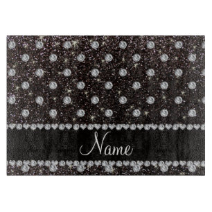 Planche À Découper Diamants noirs nommés personnalisés de parties