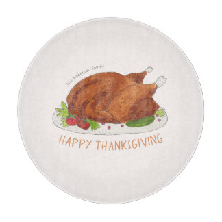 Planche À Découper Dinde de Thanksgiving Personnalisée en Famille