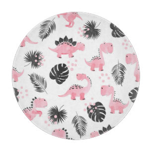 Planche À Découper Dinosaures roses : Motif Enfants mignons.