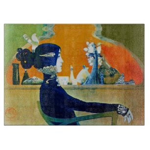 Planche À Découper DIVA EN BLEUE Art Nouveau Beauté Mode Coupe Bo