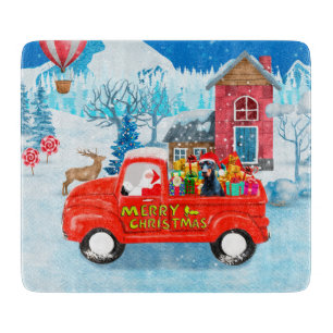 Planche À Découper Doberman Chien de Noël Livraison Camion Neige