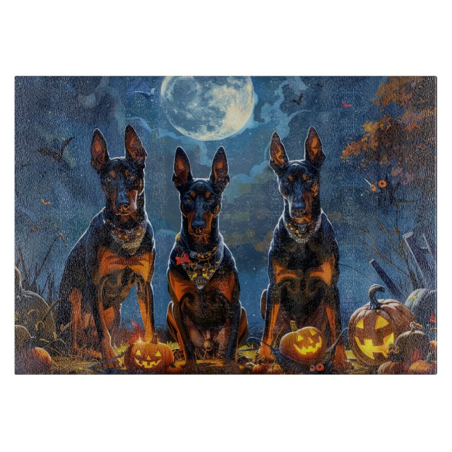 Planche À Découper Doberman Halloween Éffrayant (Devant)