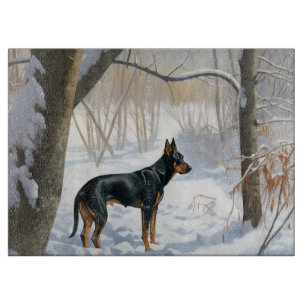 Planche À Découper Doberman Pinscher Laisser Neige Noël