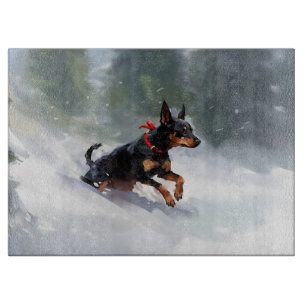 Planche À Découper Doberman Pinscher Noël neige hiver