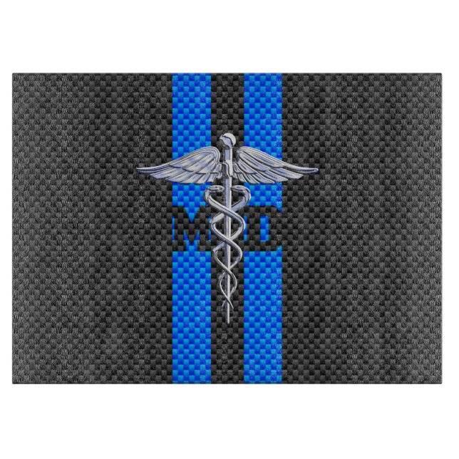 Planche À Découper Docteur Médicale MD Caduceus sur le style de fibre (Devant)