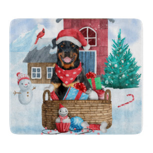 Planche À Découper Doigt Rottweiler dans la neige Maison de Chien de 