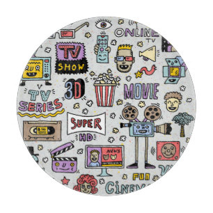 Planche À Découper Doodles de série TV : Drôle ensemble Vintage.