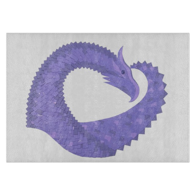 Planche À Découper dragon au coeur de pérywinkle sur fond blanc (Devant)