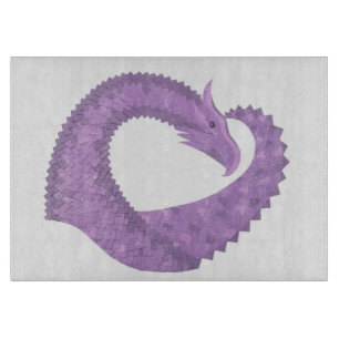 Planche À Découper Dragon de coeur violet de lavande blanc
