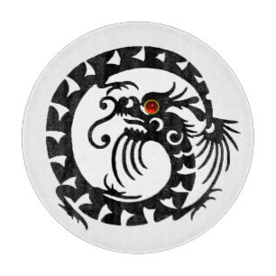 Planche À Découper DRAGON DE NAGE, noir, blanc, rubis rouge