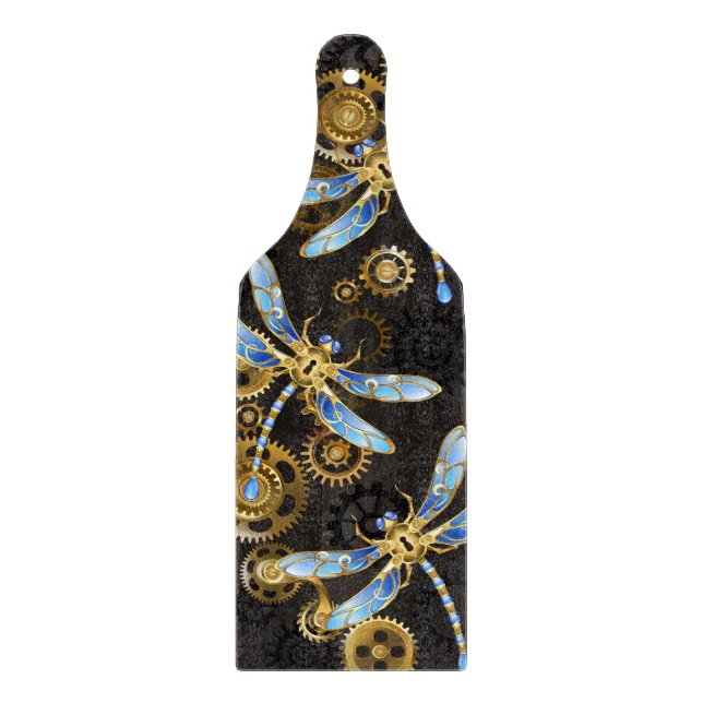 Planche À Découper Dragonflies de Steampunk sur arrière - plan rayé b (Devant)