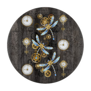 Planche À Découper Dragonflies de Steampunk sur arrière - plan rayé b