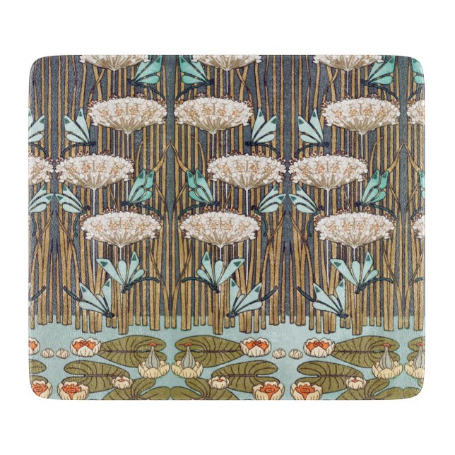 Planche À Découper Dragonflies Water Lilies Marais Art Nouveau (Devant)