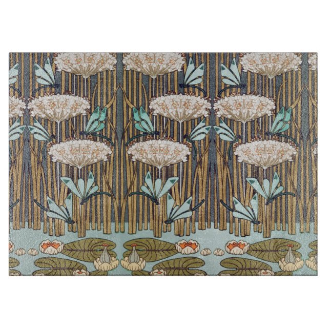 Planche À Découper Dragonflies Water Lilies Marais Art Nouveau (Devant)