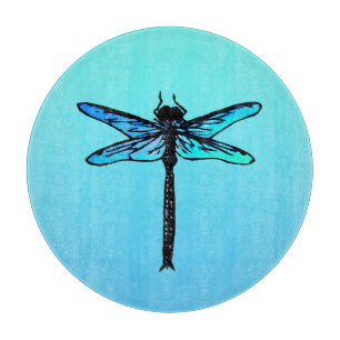 Planche À Découper Dragonfly japonaise vintage, bleu turquoise