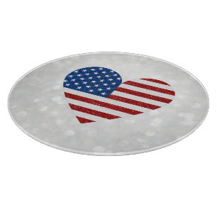Planche À Découper Drapeau américain cœur 4 juillet paillettes