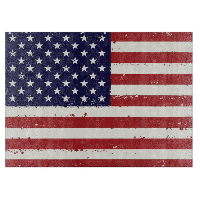 Planche À Découper Drapeau américain patriotique en détresse (Devant)