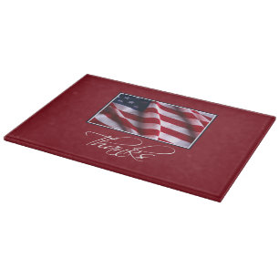 Planche À Découper Drapeau américain patriotique merci en rouge