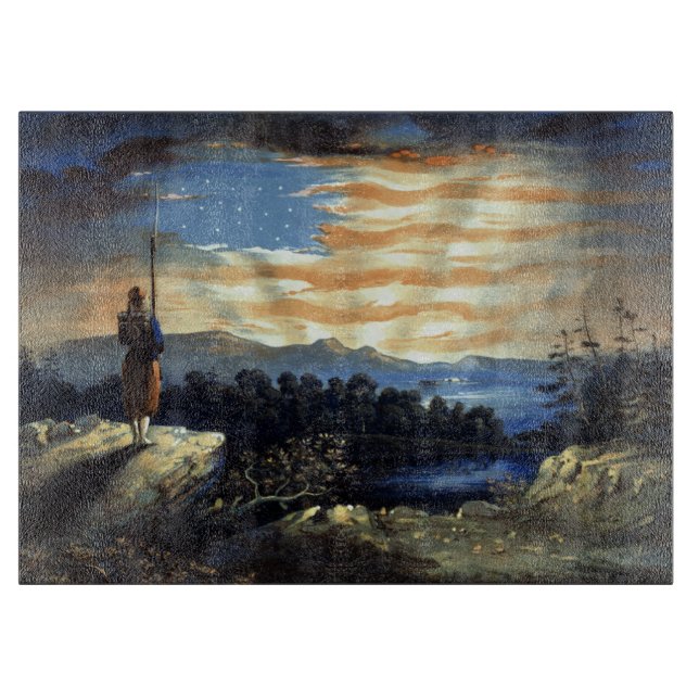 Planche À Découper Drapeau céleste américain dans le ciel, Guerre civ (Devant)