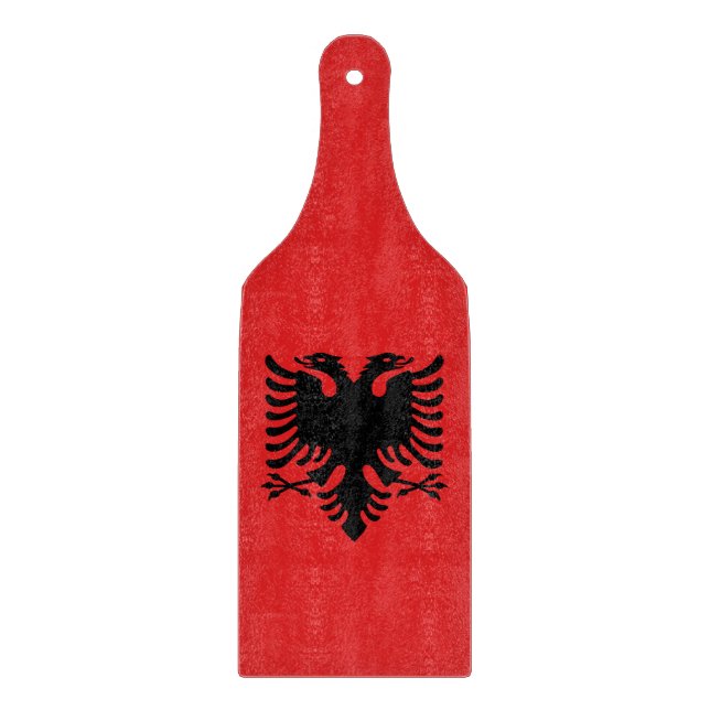 Planche À Découper Drapeau de pagaie en verre de l'Albanie (Devant)