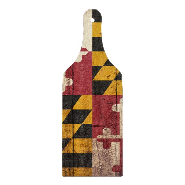 Planche À Découper Drapeau d'état du Maryland sur le vieux grain en (Devant)