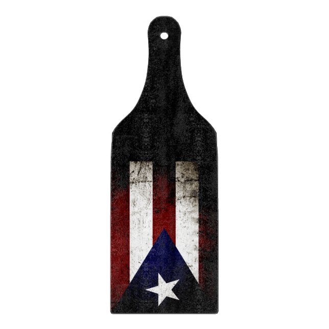 Planche À Découper Drapeau grunge noir de Porto Rico (Devant)