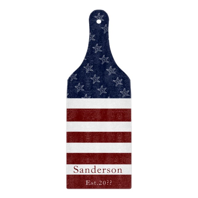 Planche À Découper Drapeau Nautique Américain Rouge Bleu Bleu Amier (Devant)