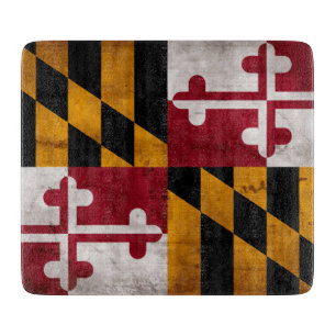Planche À Découper Drapeau vintage patiné d'état du Maryland