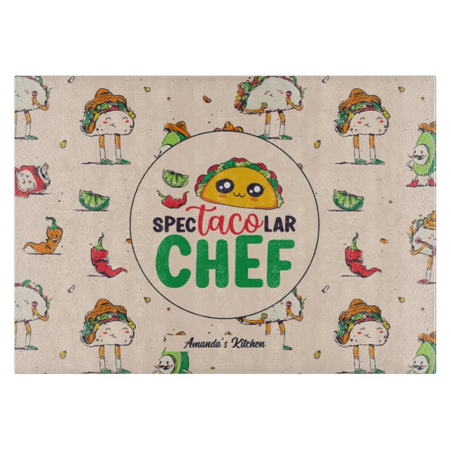 Planche À Découper Drôle Chef Cuisinier Mexicain Cinco De Mayo Motif (Devant)