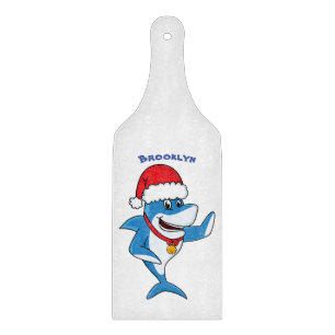 Planche À Découper Drôle dessin animé de requin de Noël