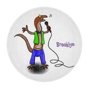 Planche À Découper Drôle lézard chantant avec bande dessinée de micro