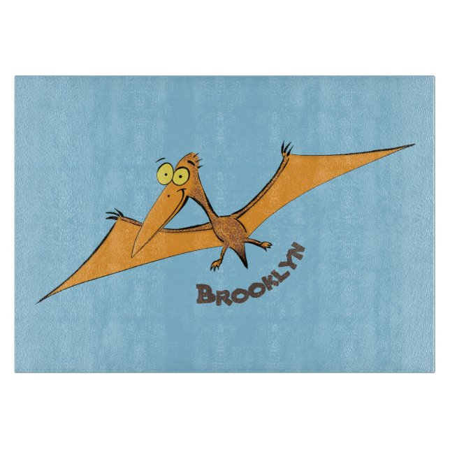 Planche À Découper Drôle mignon dessin animé de pterodactyle volant o (Devant)