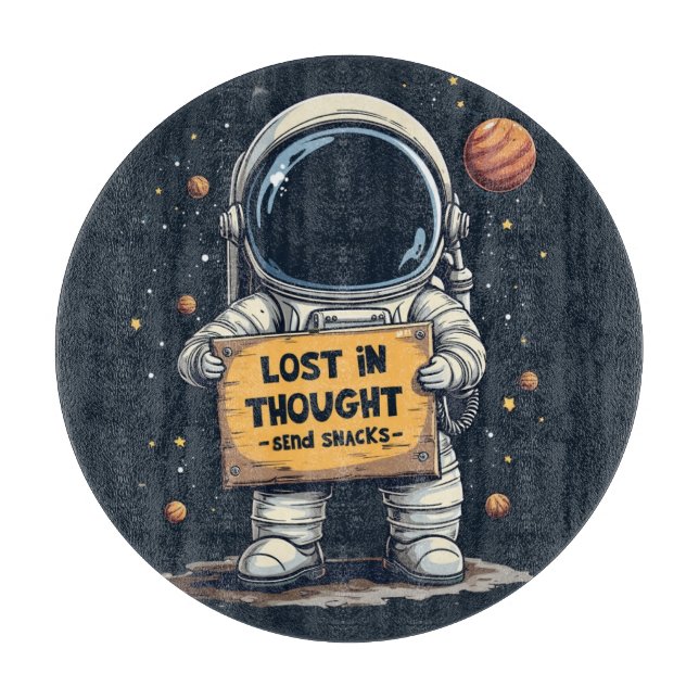 Planche À Découper Drôle perdu dans la pensée astronaute l'illustrati (Devant)