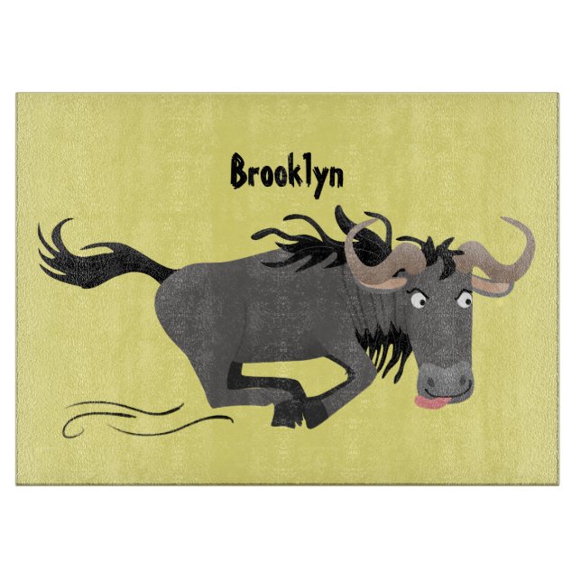 Planche À Découper Drôle wildebeest tourner dessin animé illustration (Devant)